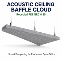 Panneau acoustique en fibre de polyester PET recyclé, panneau nuageux NRC 0.9, absorption acoustique moderne pour restaurant, extérieur