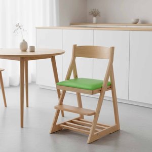 Adjustable Height Modern Wood High Chair for Toddlers 0.5-12 Years with <b>Steps</b>-Durable Dining & Study Chair - Product Image 4