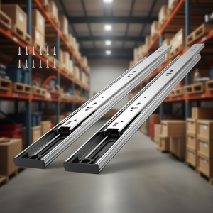 Guide per cassetti da 16 pollici in acciaio, a estrazione totale, con cuscinetti a sfera, per carichi pesanti, chiusura ammortizzata, montaggio laterale, per uso in magazzino - Product Image 2