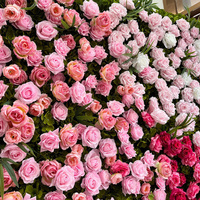Décoration murale en arche carrée et fournitures, panneau décoratif floral mural, fleurs artificielles roses, orange et blanches, toile de fond murale