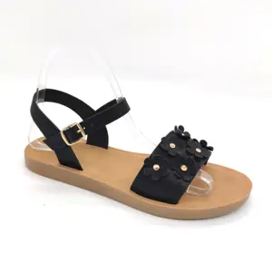 NEW LADIES FLAT PVC INJECTION SANDALS FOR WOMEN WITH FLOWERS COMFORTABLE SHOES