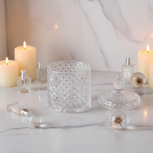 Portacandele in Vetro di Lusso Cristallino 75ml 250ml 500ml con Fondo Rotondo e Coperchi in Vetro Trasparente, Lanterne per Candele di Lusso - Product Image 2