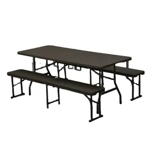 Mesa rectangular plegable de 6 pies, juego de mesa de comedor portátil para restaurante al aire libre, mesa de ratán