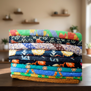 Jeté de couette Kantha Sari de style vintage indien du Rajasthan - Product Image 4