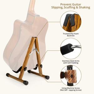 Soporte de guitarra de madera maciza, soporte vertical plegable con forma de A para guitarra acústica, clásica, eléctrica y bajo. - Product Image 3
