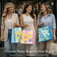 Sac en papier à motif ours mignon et vêtements pour emballage de produits pour bébés, thème animal, design de poussette de dessin animé, touches d'anniversaire