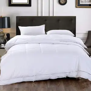 Conjunto de cama de luxo branco para hotel, lençol de algodão acolchoado personalizado, colcha macia de poliéster para hotel e casa