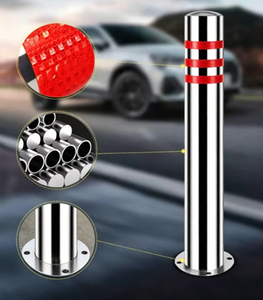 Borne de sécurité fixe en acier inoxydable anti-collision, ronde 130 mm, série 300, finition BA sans soudure pour entrées d'écoles, hôpitaux et administrations - Product Image 2