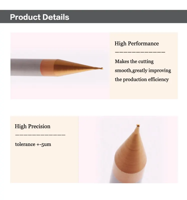 고성능 텅스텐 cnc 커터 2F 솔리드 카바이드 마이크로 엔드 밀 절단 공구 마이크로 미니 직경