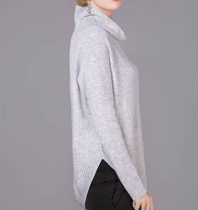 Новая коллекция 2025 Женский Свободный Повседневный трикотаж из чистого 100% кашемира дышащий плотный однотонный узор с изогнутым подолом для осени - Product Image 3
