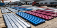 Tôle d'acier ondulée prélaquée Dx51d Z60 galvanisée pour toiture, matériau de construction, découpe et soudure sur mesure
