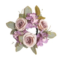 Künstlicher Rosen- & Hortensien-Kerzenring - Blumenkranz als Tischdekoration, für Hochzeiten & Heimdekoration, Elegantes Ambiente-Geschenk