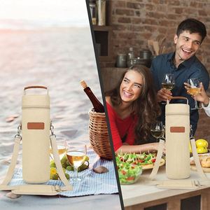 Bolsa Enfriadora de Vino Tinto Individual Aislada y Portátil para Viajes de Negocios, Picnics al Aire Libre, Almacenamiento de Vino Refrigerado de Estilo Clásico - Product Image 6