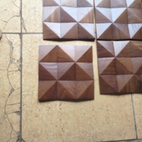 Panneaux muraux et de plafond en mosaïque de bois 3D texturés flexibles et imperméables pour la décoration intérieure des villas et des hôtels, fourniture d'usine