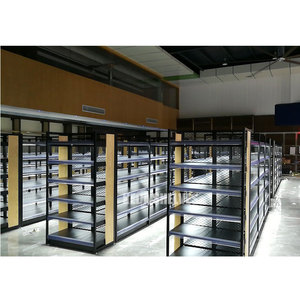 Modern Black Gondola Rack With Integrated Light <strong>Bar</strong> Mesh Back Display <strong>Shelves</strong> - Product Image 6