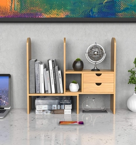 Estantería de escritorio de bambú, estante de exhibición organizador de almacenamiento de escritorio ajustable - Product Image 3