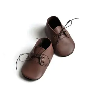 Choozii Üretici Doğrudan Satış 0-24 Ay Kahverengi Yumuşak Taban Oxford Bebek Ayakkabıları Yürümeye Başlayan Çocuklar için