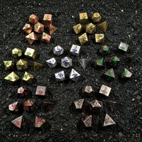 Juego de Dados Poliédricos de Aleación de Zinc con Diseño de Dragón Metálico, 7 Piezas, Pintados a Mano, para Juegos de Mesa