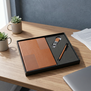 Set de Regalo Ejecutivo de Lujo: Elegante Cuaderno de Negocios, Llavero, Tarjetero, Agenda de Tapa Dura de Cuero y Tela, Tamaño A4, Papel PP - Product Image 3