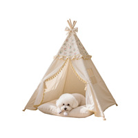 Hoogwaardige Boho-stijl honden-teepee met kantversiering, wasbaar kussen, comfortabel onderkomen voor alle seizoenen