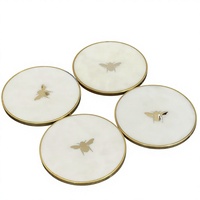 Sous-verres ronds en marbre avec motif abeille dorée, diamètre 300 mm, tapis et coussinets antidérapants, style moderne