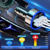 Adaptateur de chargeur de téléphone de voiture USB C à charge super rapide 6 en 1 avec affichage de la tension 250W Multi-ports Allume-cigare USB Charge