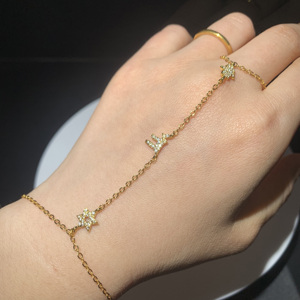 Bracciale a catena con ciondolo a forma di Stella di David e Chai, gioiello religioso ebraico, amuleto segno di vita, con micro pavé di zirconi. - Product Image 5