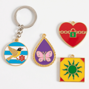 Rantai kunci logam pabrikan gantungan kunci putar khusus unta bundar 3D paduan seng gantungan kunci Enamel lembut logam kustom Anime cetak Uv - Product Image 2