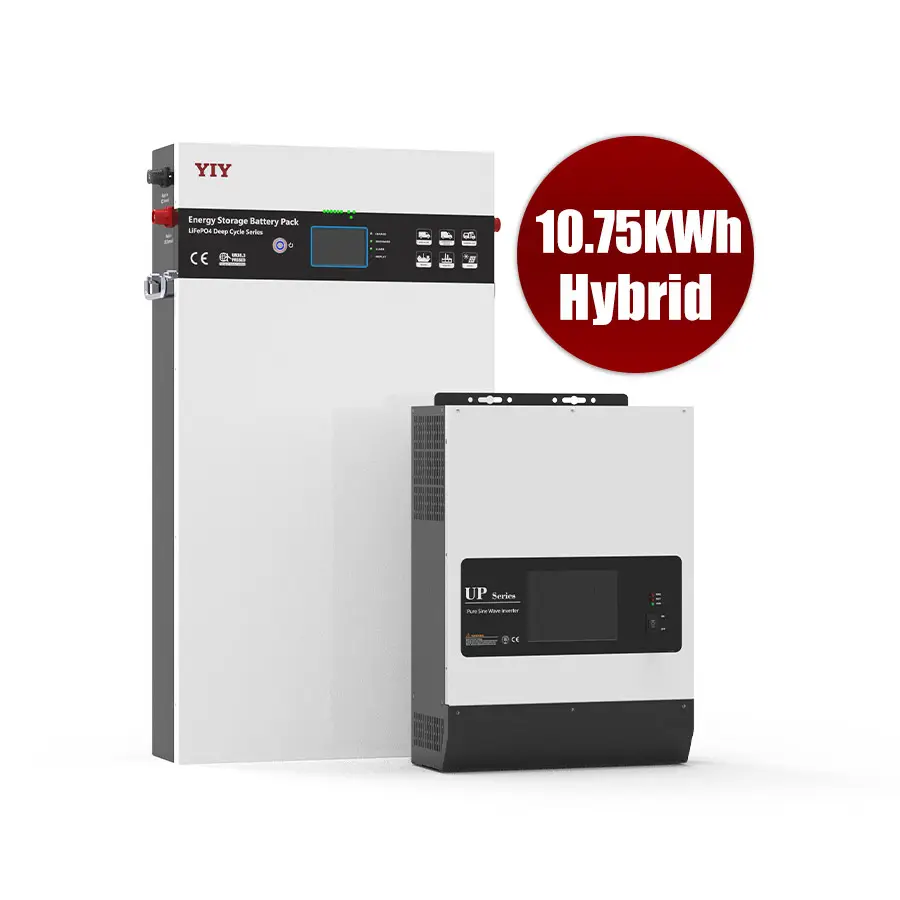 48V 5000W hibrid invertör ve 10.75kwh 51.2V lityum iyon piller 10kwh Lifepo4 pil ev enerji depolama sistemi