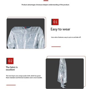 Nuevo diseño 1000 grados ropa de seguridad <span class=keywords><strong>antiradiación</strong></span> <span class=keywords><strong>traje</strong></span> de papel de aluminio con <span class=keywords><strong>traje</strong></span> de resistencia al calor radiante - Product Image 2