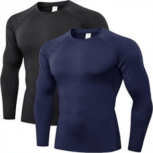 Camiseta de Compresión de Manga Larga con Cuello Redondo y Corte Ajustado para Hombre, Ecológica, de Spandex/Poliéster, de Secado Rápido, para Entrenamiento - Product Image 1