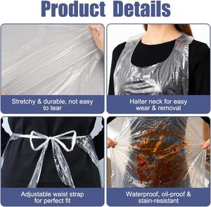Disposable Sleeveless Plastic <b>Aprons</b> Individually Wrapped Breathable Lightweight Cleaning Use - Product Image 3