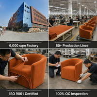 Fauteuil en velours orange, chaise à dossier incurvé pour salon, hôtel, sur mesure OEM ODM
