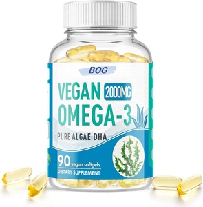 Cápsulas de Algas Omega 3 Veganas DHA para la Salud del Cerebro y la Vista, Fáciles de Tragar, OEM/ODM - Product Image 1