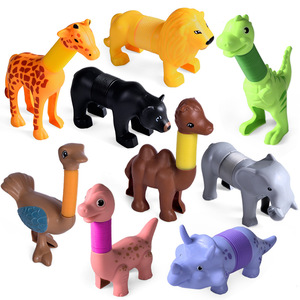 Jincan Wholesale Creative Fun <strong>Poptube</strong> DIY Telescopic Tube Variable Dinosaur Shape Puzzle Decompression Stretching Toys Children - Product Image 2