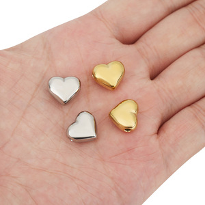 Stainless Steel Heart Shaped Beads Gold Silver Plated DIY Jewelry Accessories Loose Pendant For Bracelet Making - Product Image 4