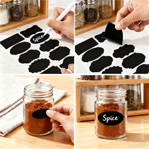 Etiquetas de PVC para Pizarra de <span class=keywords><strong>3x2</strong></span> Pulgadas, Resistentes <span class=keywords><strong>al</strong></span> <span class=keywords><strong>Aceite</strong></span>, Reutilizables, Removibles, 1 Marcador de Tiza Líquida para Frascos de Vidrio, Cajas de Almacenamiento, Contenedores de Alimentos - Product Image 5