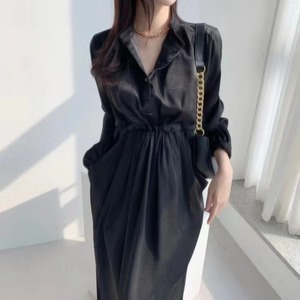 Robe chemise ajustée en viscose unie personnalisée avec laçage, grande taille, pour femme, robe longue d'été avec ceinture et poches - Product Image 3