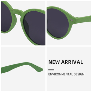 แว่นกันแดดทรงกลมกรอบสีเขียวสไตล์วินเทจ ดีไซน์ใหม่ ขายดี ผลิตจากเส้นใยฟางข้าว สำหรับผู้ใหญ่ แฟชั่นสำหรับใช้ในชีวิตประจำวัน - Product Image 4
