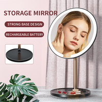 Miroir cosmétique grossissant rond en métal M5, miroir de voyage Portable éclairé par Led