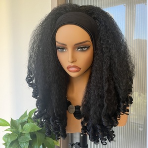 Perruque <span class=keywords><strong>Afro</strong></span> Synthétique Classique à Prix de Gros, Ondulation Bouclée et Rebondissante Effet Ressort, Longue avec Bandeau, Sans Colle et Crépu - Product Image 2