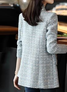 Blazer de <span class=keywords><strong>Tweed</strong></span> con doble botonadura para mujer, abrigo Vintage de manga larga con Bolsillos y solapa, prendas de vestir exteriores para mujer, elegante, para mujer, 2017 - Product Image 6