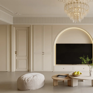 Espaces d'intérieur luxueux et décoration Fabricant-Spec Matériaux Porte en bois Panneau fixe pour le salon - Product Image 1