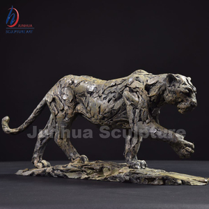Sculptures d'animaux décoratives de jardin, statue de panthère en bronze grandeur nature, moulage, art 3D et objet de collection - Product Image 2