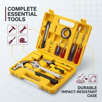 Kit de 12 outils essentiels multifonctions VOKEX en acier à haute teneur en carbone pour l'entretien domestique et le bricolage : pinces, marteau, clé, ruban adhésif, lame, quincaillerie