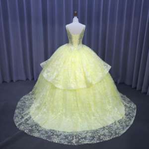 <span class=keywords><strong>Vestido</strong></span> de Noche Moderno de Lujo Antiarrugas con Sujetador Incorporado, Escote en V, con Relieve, para Quinceañera, Novia, <span class=keywords><strong>Princesa</strong></span>, de Tul con Aplicaciones - Product Image 3