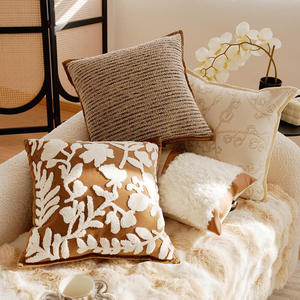 Funda <span class=keywords><strong>de</strong></span> cojín cuadrada estilo francés, color marrón cremoso, <span class=keywords><strong>de</strong></span> mediados <span class=keywords><strong>de</strong></span> siglo, para sofá <span class=keywords><strong>de</strong></span> sala <span class=keywords><strong>de</strong></span> estar Maillard, con núcleo. - Product Image 2