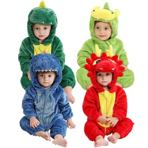MICHLEY New Design Girls Clothing Dragon Comfort And Warm Winter Flannel Toddler Clothes Animal Baby Rompers