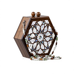 NobleOpal Wooden Evening Purse Luxury Handmade Mother of Pearl Inlay Clutch with Smooth Polished Finish for <b>Brides</b> & <b>Wedding</b> - Product Image 1