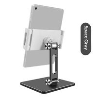 Profesyonel Alüminyum Tablet Tutucu 360 Derece Dönebilen Masaüstü Standı Canlı Yayın Ofis Ergonomik Ayarlanabilir Telefon Standı Gümüş